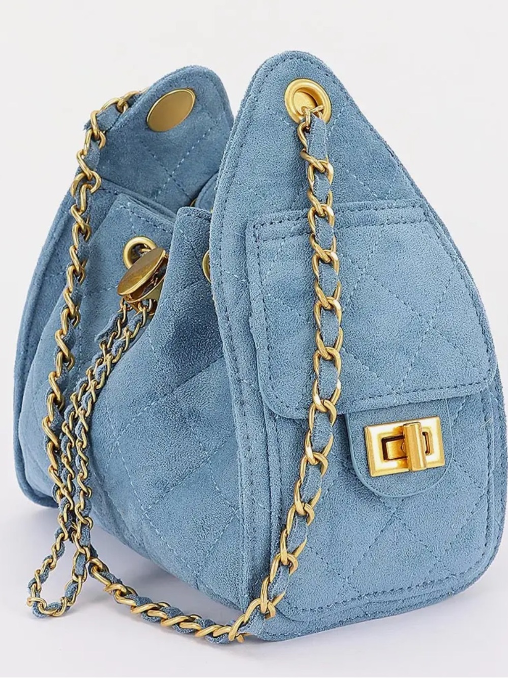 ShopEvelynne Light Blue Shoulder Bag with Gold Chain - Picture 2 of 6